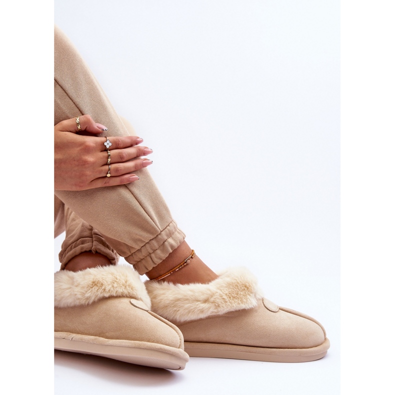 Light Beige insulated women's slip-on slippers 2