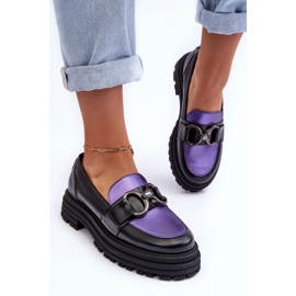 Women's loafers on a massive Black/Violet platform 2
