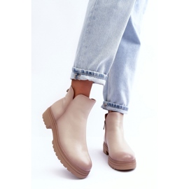 Beige women's platform ankle boots 1