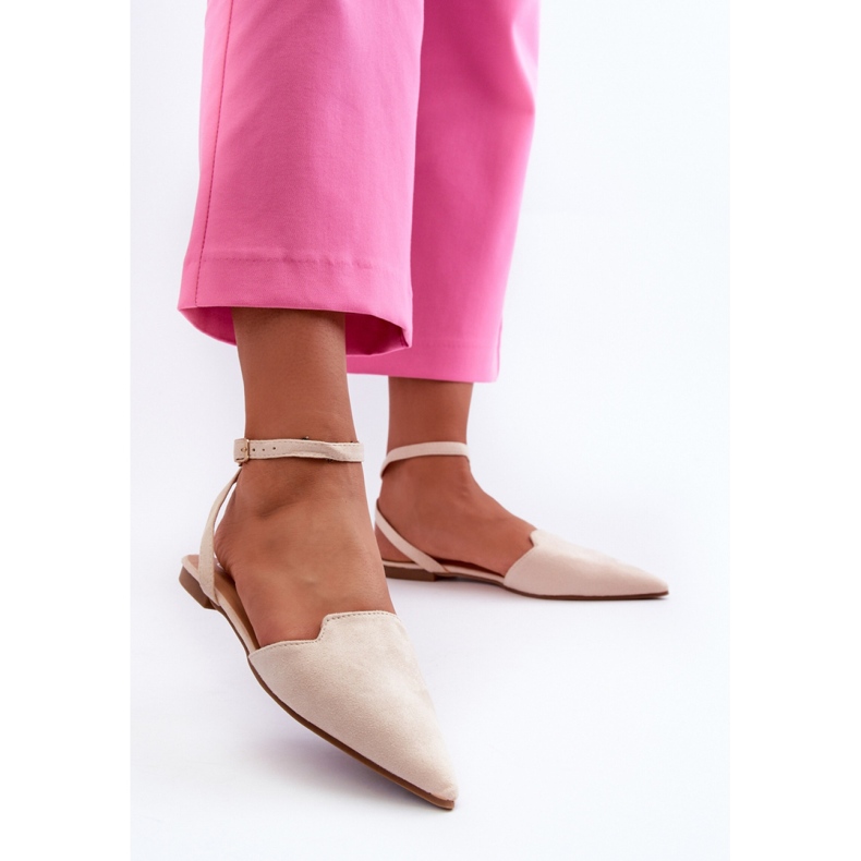 Women's ballet flats with Light Beige strap 2