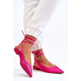 Tied ballet flats with fuchsia rhinestones pink 1