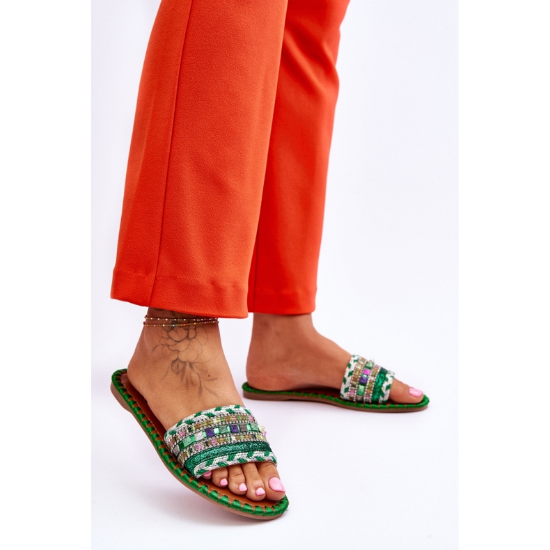 Green embellished flip-flops 2