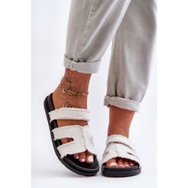 Women's flip-flops with a flat sole, White 1