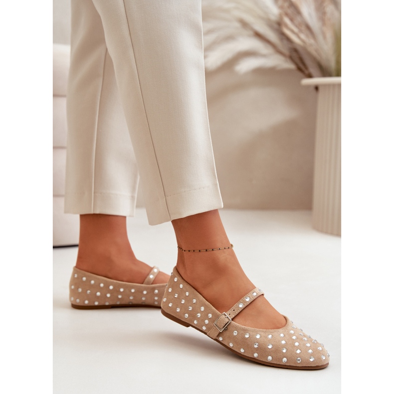 Decorated ballet flats with a Beige belt 1