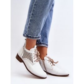 Zazoo White women's ankle boots with an openwork upper 1