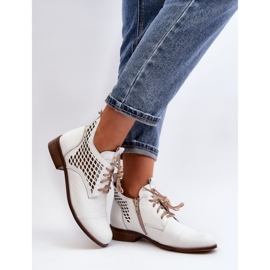 Zazoo White women's ankle boots with an openwork upper 2