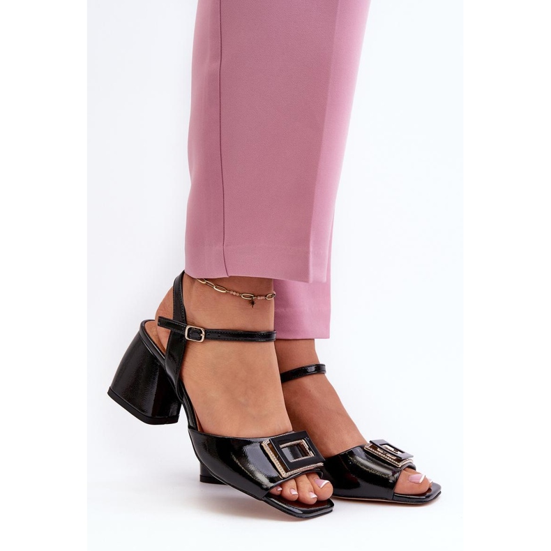 S.Barski Elegant patent heel sandals black 1