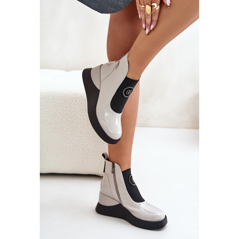 Women's ankle boots on the S.Barski Light Gray platform grey 1