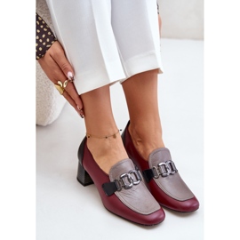 Women's pumps with Laura Messi Burgundy decoration red 1