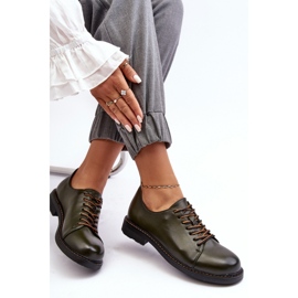 Green women's lace-up shoes 2