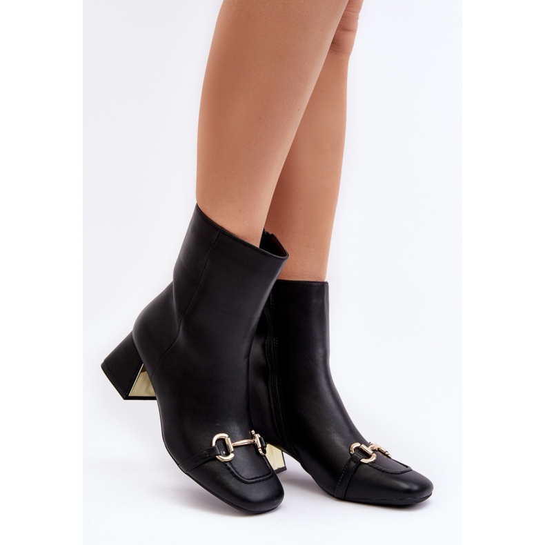 High-heeled ankle boots with Black decoration 1