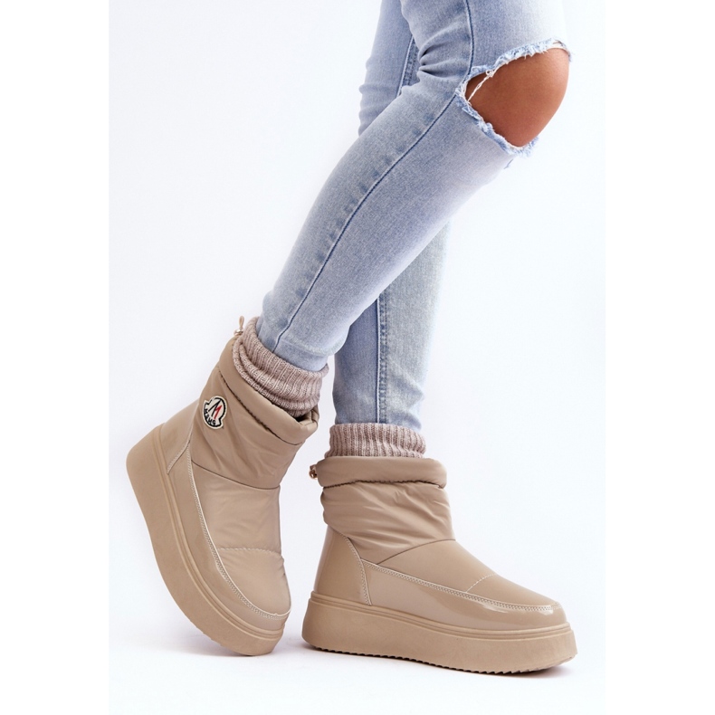 Beige women's platform snow boots 1