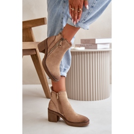 Beige insulated women's ankle boots 2