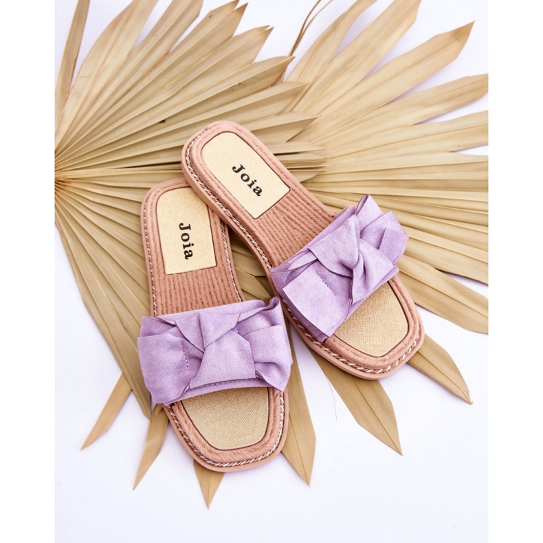 Suede slides with a Violet bow purple 2