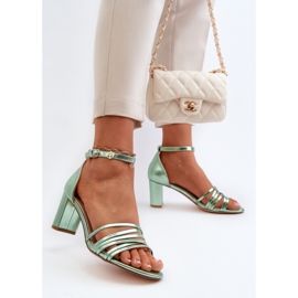 Green strappy high heel sandals 1