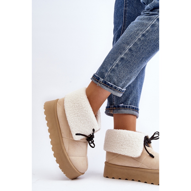 Platform snow boots with Beige sheepskin 2