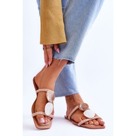 Suede slippers with Beige decorations 1