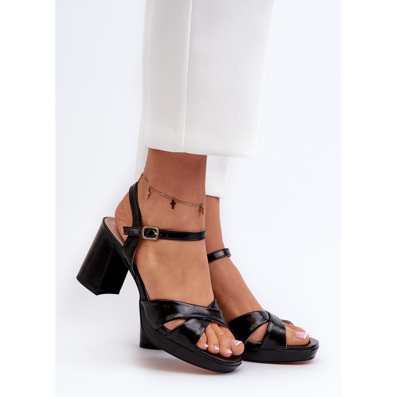 Elegant Black High Heel Sandals 1