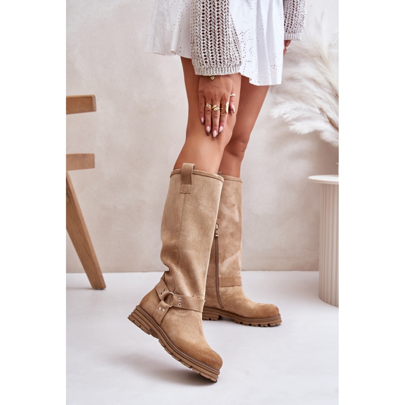 Women's boots made of natural Lewski Beige suede 1 Women's boots made of natural Lewski Beige suede 1