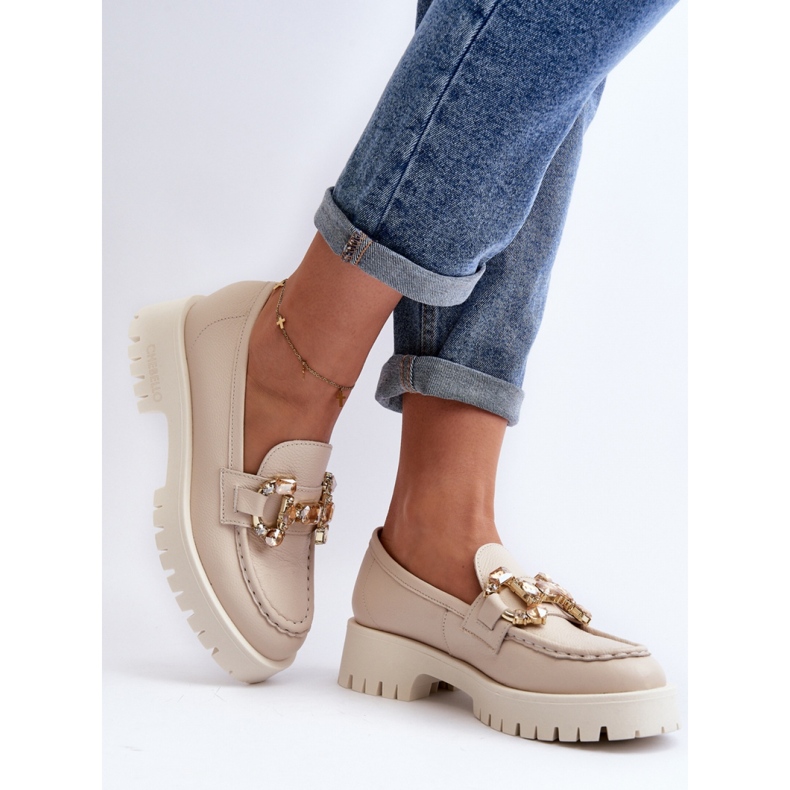 Elegant Chebello Beige women's moccasins 2