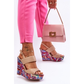 Beige women's wedge sandals 1