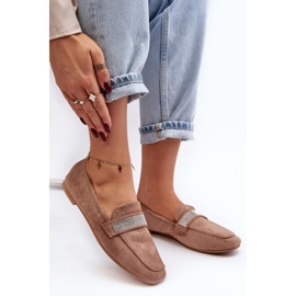 Women's moccasins with rhinestones Brown 1