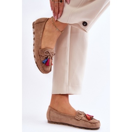 PS1 Beige women's moccasins with fringes 1