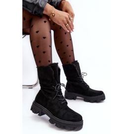 PS1 Women's Suede Workers With Fur, Black 1