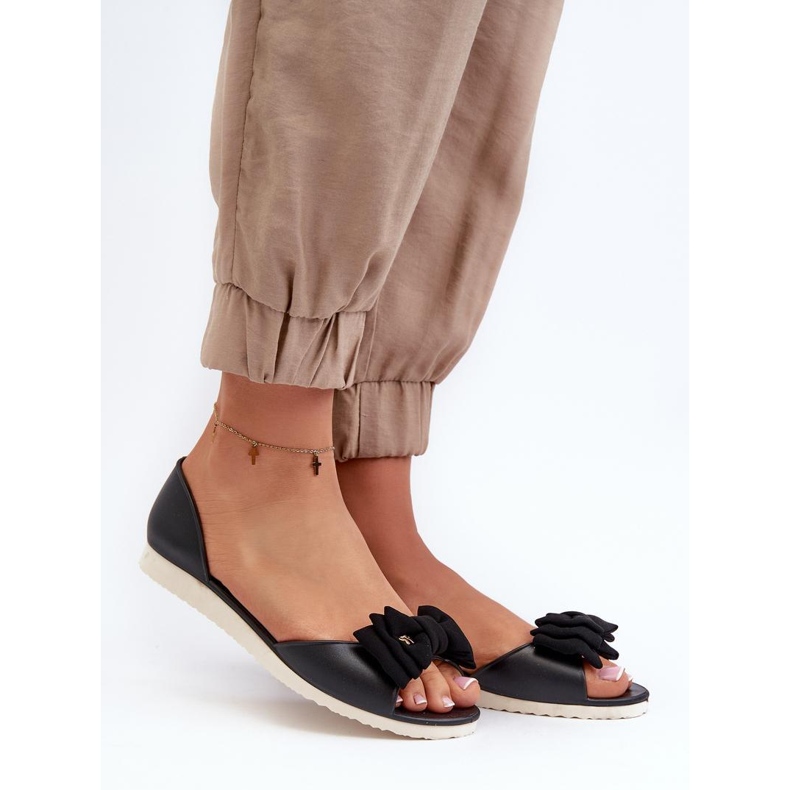 Seastar Women's Rubber Ballet Flats With Bow, Black 1