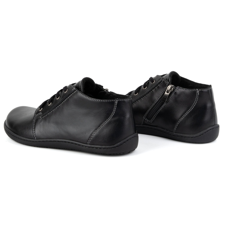 Olivier Barefoot women's leather shoes, slightly insulated, high-top with zipper 787 black 1