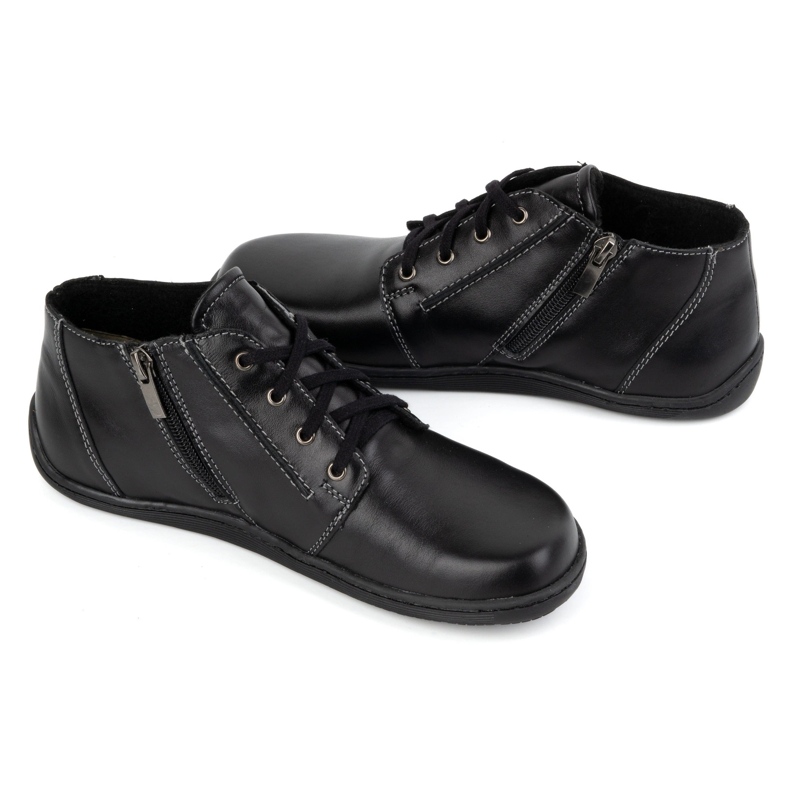 Olivier Barefoot women's leather shoes, slightly insulated, high-top with zipper 787 black 2