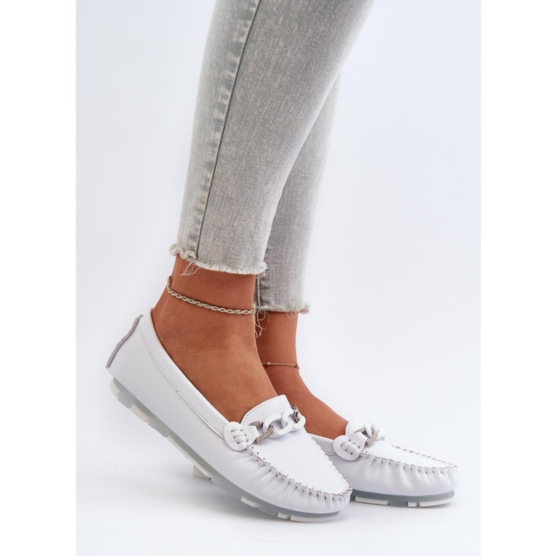 Moccasins Model S.Barski LR339 White - Step in style 1