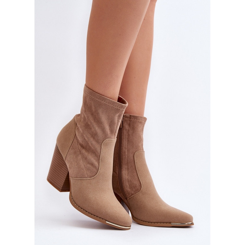 Ankle boots Model Sanile A5619-63 Khaki - Step in style beige 1