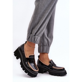 Women's patent leather loafers made of Black eco leather 2