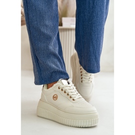 Women's platform sports shoes made of Beige eco leather 1 Women's platform sports shoes made of Beige eco leather 1