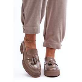 Shoes Model Velenase YL189 Dark Beige Lakier - Step in style 1
