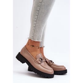 Elegant women's moccasins in Beige eco leather 1