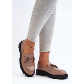 Elegant women's moccasins in Beige eco leather 2