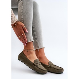 Classic women's Dark Green moccasins 1