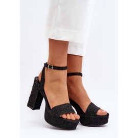 Fashionable women's sandals made of textile material black 1
