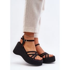 Women's platform and wedge sandals Black 1