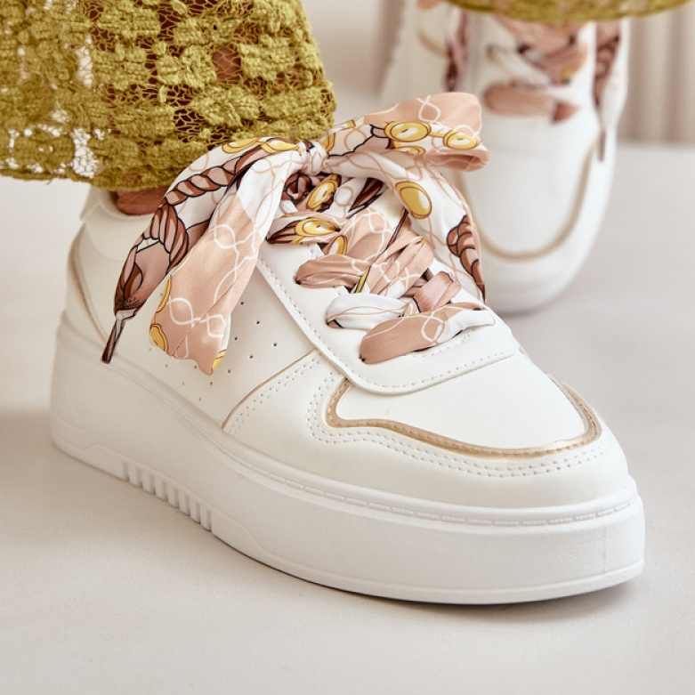Women's sneakers with eco leather and decoration white 1