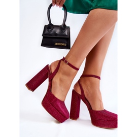 Sandals made of fabric and shimmering glitter pink 1