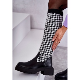 Unique women's boots with fabric black 1