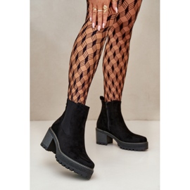 Women's Suede Boots with a Thick Bottom, Black 1