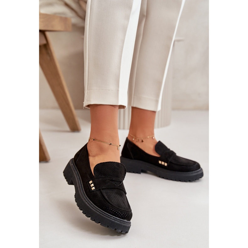 Women's moccasins made of eco-suede Black 1