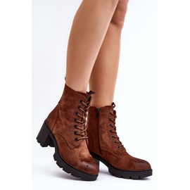 Women's ankle boots made of eco suede brown 1