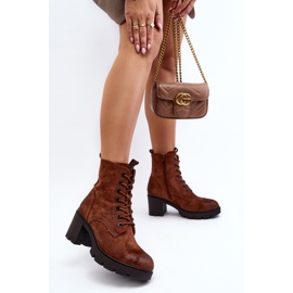 Women's ankle boots made of eco suede brown 2