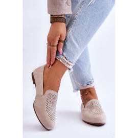 Beige suede women's moccasins 1