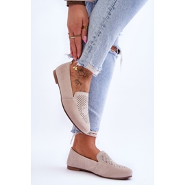 Beige suede women's moccasins 2